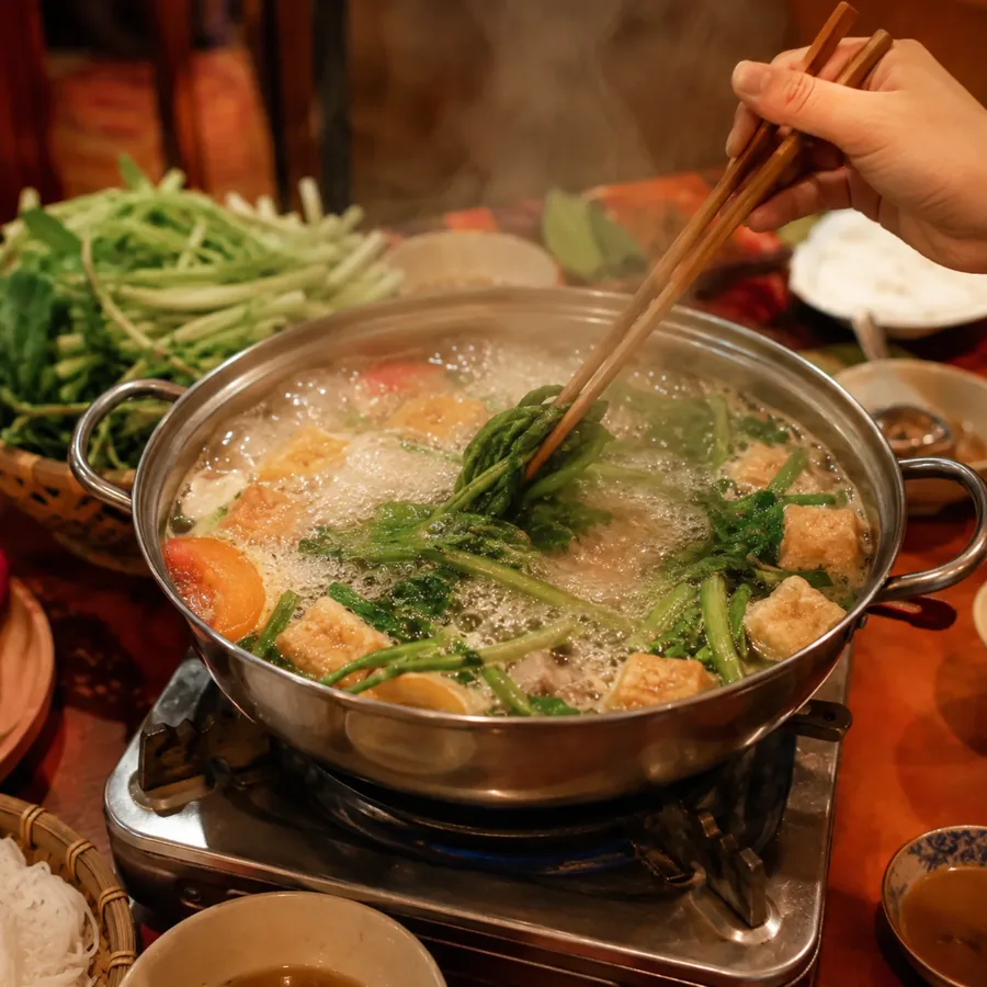 Bàn ăn tại Quán Linh Đan